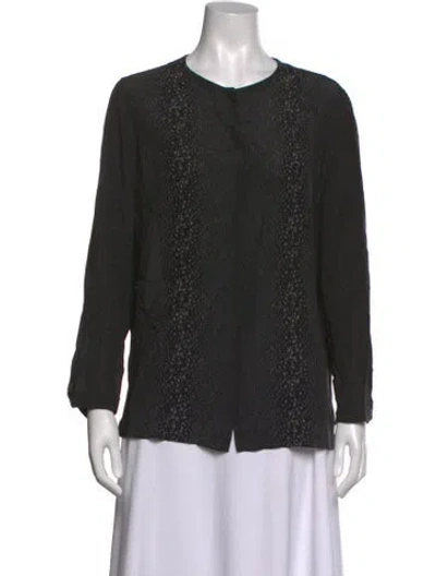 Pre-owned Akris Silk Printed Blouse In Black