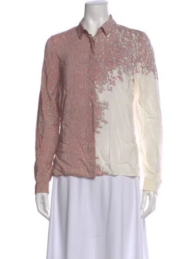 Pre-owned Akris Silk Printed Blouse In Pink