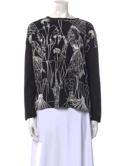 Pre-owned Akris Silk Printed Blouse W/ Tags In Black