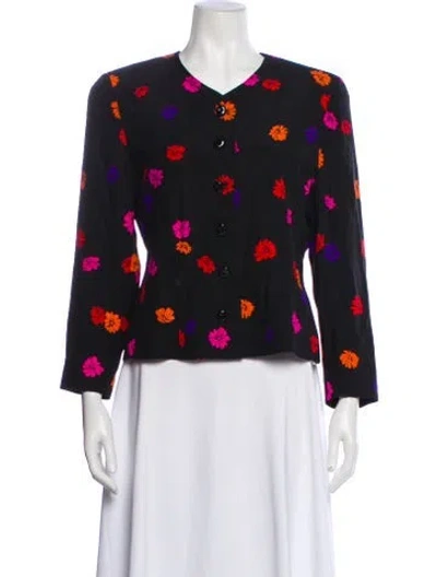 Pre-owned Akris Silk Printed Evening Jacket In Black