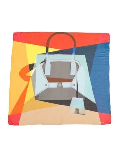 Pre-owned Akris Silk Printed Scarf In Orange