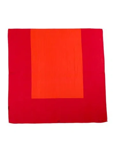 Pre-owned Akris Silk Printed Scarf In Red