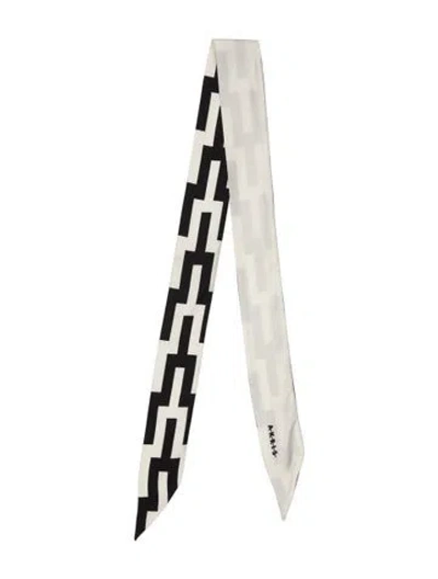 Pre-owned Akris Silk Printed Scarf In White