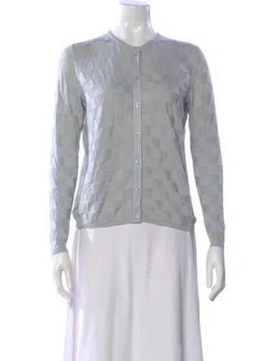 Pre-owned Akris Silk Printed Sweater In Blue