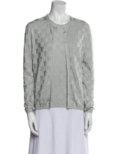 Pre-owned Akris Silk Printed Sweater In Green