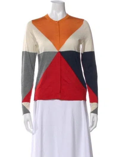 Pre-owned Akris Silk Printed Sweater In Orange