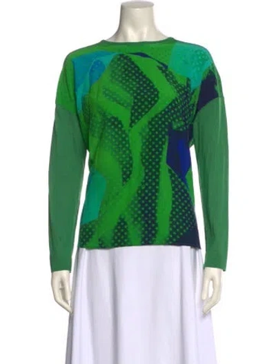 Pre-owned Akris Silk Printed Sweatshirt In Green