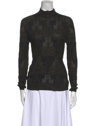 Pre-owned Akris Silk Printed Top In Black