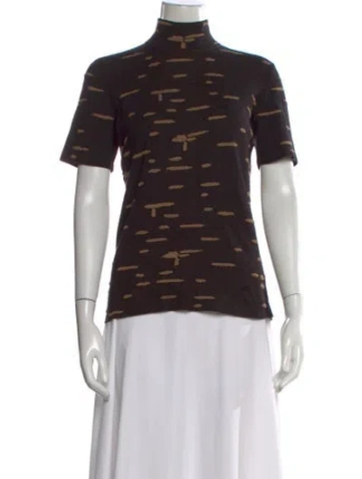 Pre-owned Akris Silk Printed T-shirt In Brown
