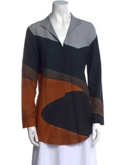 Pre-owned Akris Silk Printed Tunic In Blue