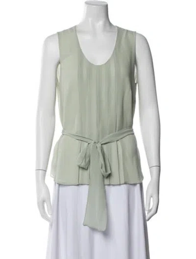 Pre-owned Akris Silk Scoop Neck Blouse In Green