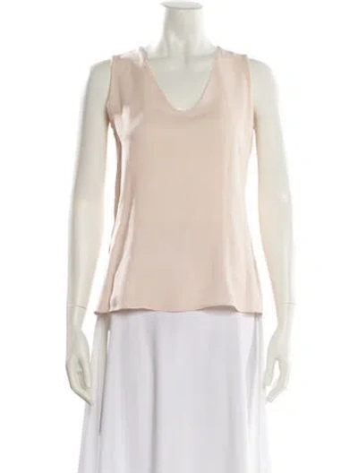 Pre-owned Akris Silk Scoop Neck Blouse In White