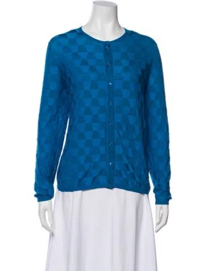 Pre-owned Akris Silk Scoop Neck Sweater In Blue