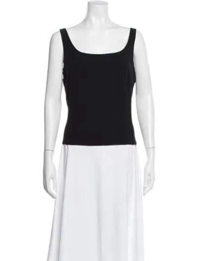 Pre-owned Akris Silk Scoop Neck Top In Black