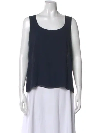 Pre-owned Akris Silk Scoop Neck Top In Blue