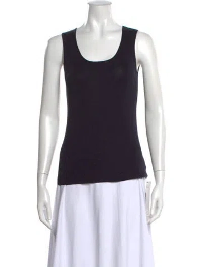 Pre-owned Akris Silk Scoop Neck Top In Blue