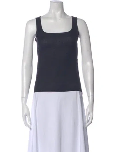 Pre-owned Akris Silk Scoop Neck Top In Blue
