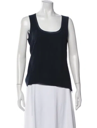 Pre-owned Akris Silk Scoop Neck Top In Blue