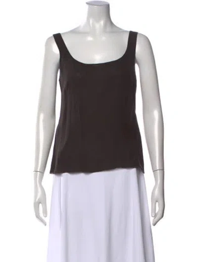Pre-owned Akris Silk Scoop Neck Top In Brown