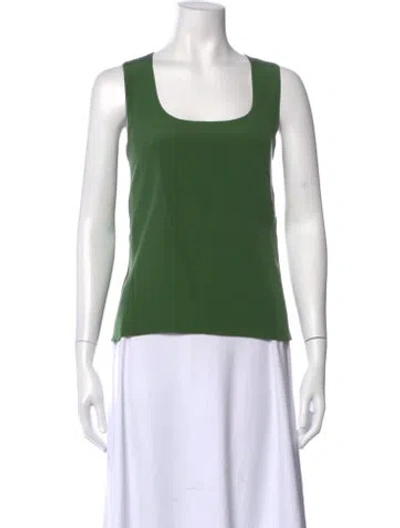 Pre-owned Akris Silk Scoop Neck Top In Green