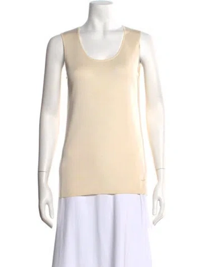 Pre-owned Akris Silk Scoop Neck Top In Neutral