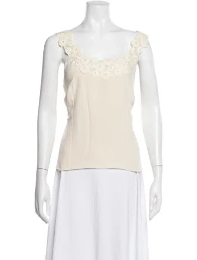 Pre-owned Akris Silk Scoop Neck Top In Neutral