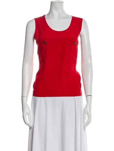 Pre-owned Akris Silk Scoop Neck Top In Red