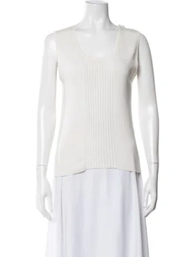 Pre-owned Akris Silk Scoop Neck Top In White