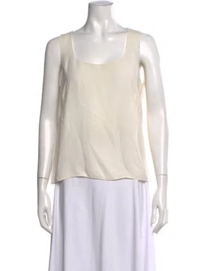 Pre-owned Akris Silk Scoop Neck Top In White