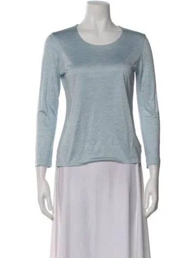 Pre-owned Akris Silk Scoop Neck T-shirt In Blue