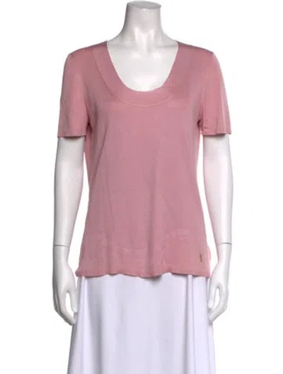 Pre-owned Akris Silk Scoop Neck T-shirt In Pink