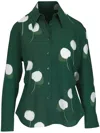 Akris Dandelion Print Silk Crepe Button-up Shirt In Grün