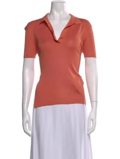 Pre-owned Akris Silk Short Sleeve Polo In Orange