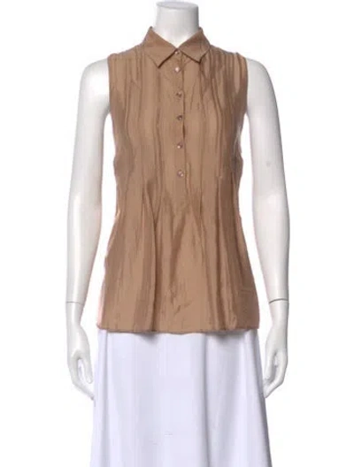 Pre-owned Akris Silk Sleeveless Button-up Top In Neutral
