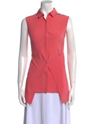 Pre-owned Akris Silk Sleeveless Button-up Top In Pink