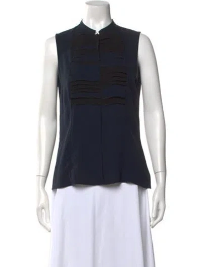 Pre-owned Akris Silk Sleeveless Top In Blue