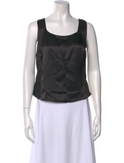 Pre-owned Akris Silk Square Neckline Top In Black