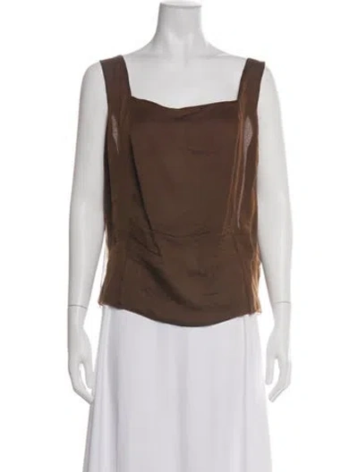 Pre-owned Akris Silk Square Neckline Top In Black