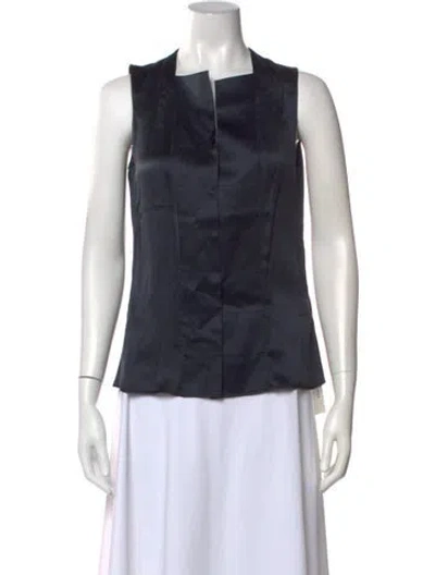 Pre-owned Akris Silk Square Neckline Top In Blue