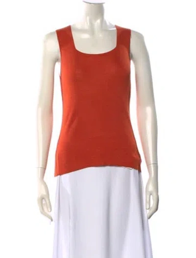 Pre-owned Akris Silk Square Neckline Top In Orange