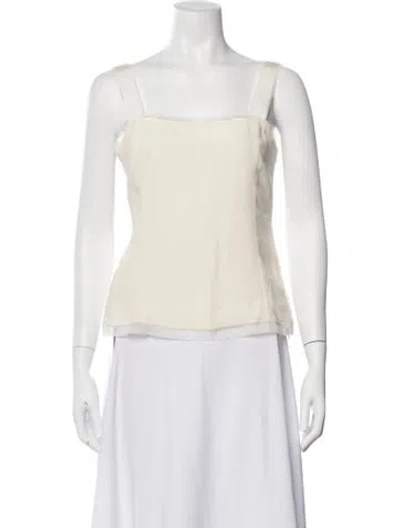 Pre-owned Akris Silk Square Neckline Top In White