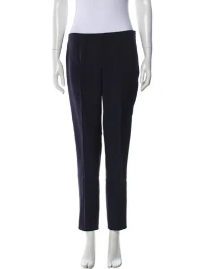 Pre-owned Akris Silk Straight Leg Pants In Blue