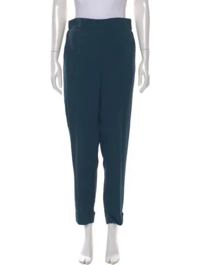 Pre-owned Akris Silk Straight Leg Pants In Blue