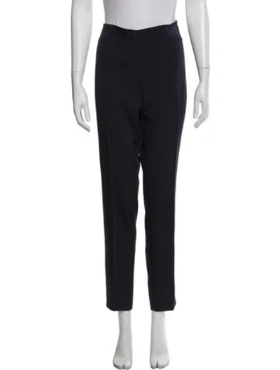 Pre-owned Akris Silk Straight Leg Pants In Blue