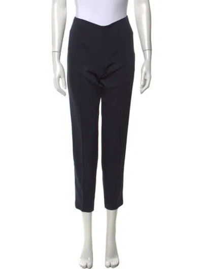Pre-owned Akris Silk Straight Leg Pants In Blue