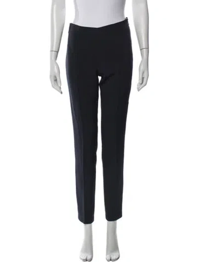 Pre-owned Akris Silk Straight Leg Pants In Blue