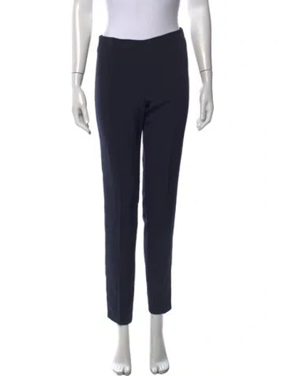 Pre-owned Akris Silk Straight Leg Pants In Blue