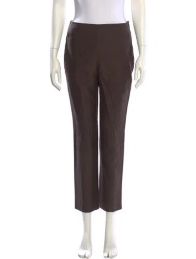 Pre-owned Akris Silk Straight Leg Pants In Brown