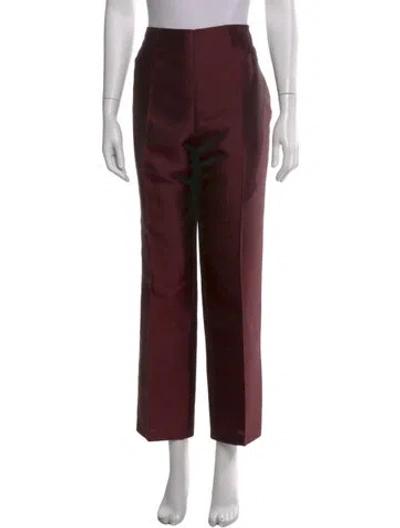Pre-owned Akris Silk Straight Leg Pants In Burgundy