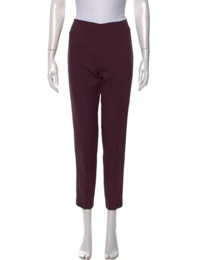 Pre-owned Akris Silk Straight Leg Pants In Burgundy